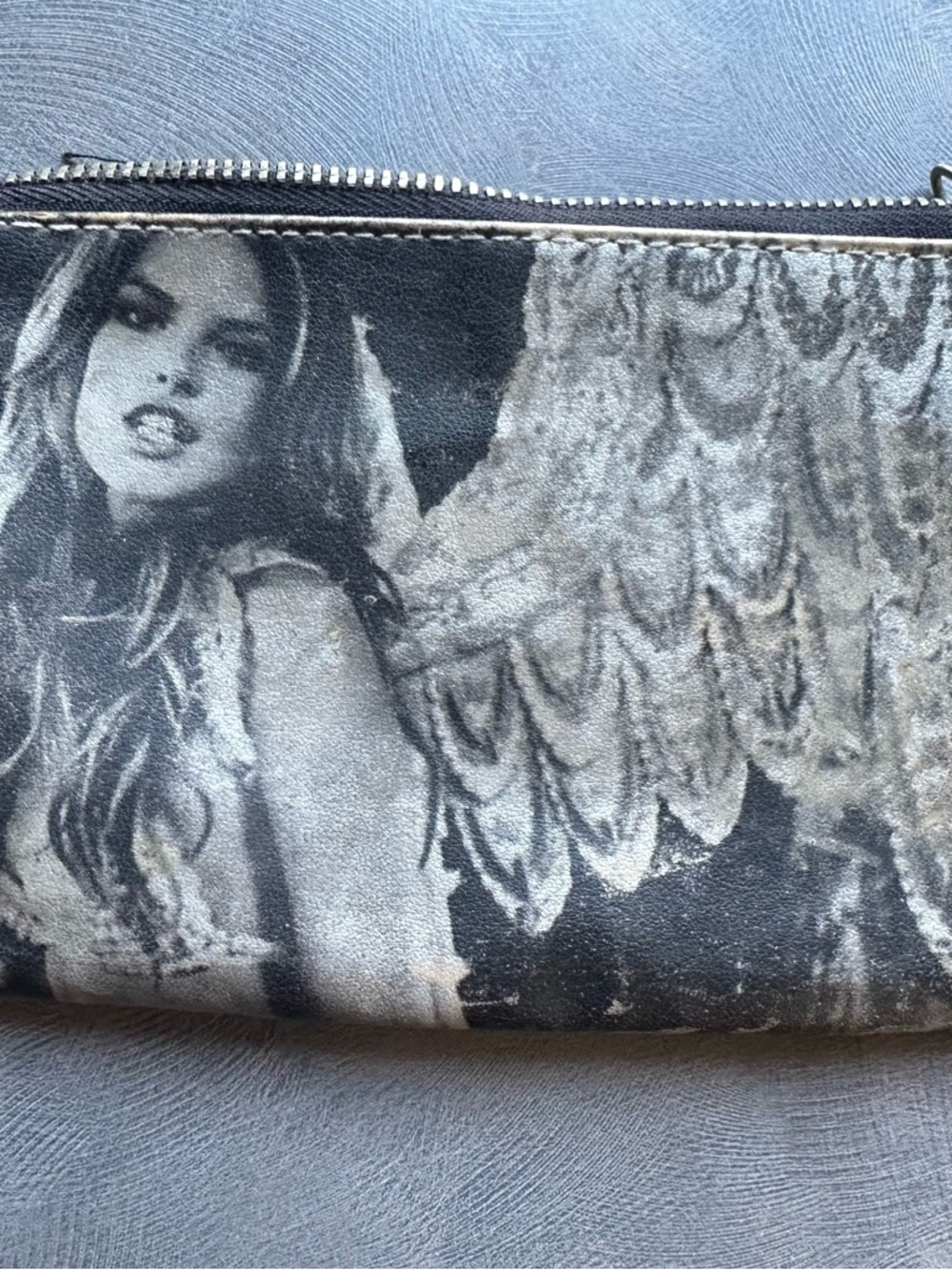 Victoria's Secret Black and Gray Angel Wing Wristlet Clutch